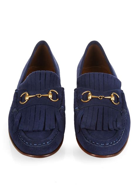 gucci loafers blue|gucci fringe loafer.